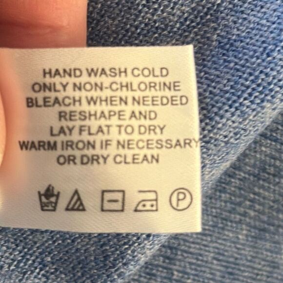 Orvis Mens XXL Blue Merino Wool V Neck Pullover Knit Stretch Sweater 156S READ - Picture 7 of 8